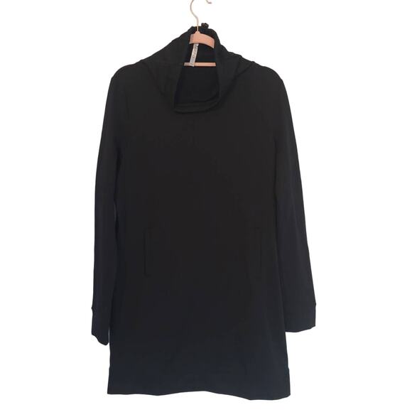 Fabletics Black Cowl Neck Long Sleeve Front Pocket Women's Dress L - Picture 1 of 5